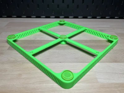 The frame from above, the four holes for hanging it in the corners