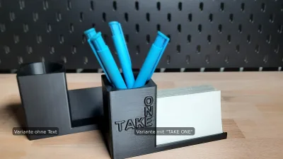 Labelled comparison: on the left the variant without lettering, on the right the one with TAKE ONE